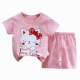 thumbnail image 3 of TOWED22 Newborn Toddler Baby Boy Outfits 2pcs Short Sleeve Round Neck Tee Casual Shorts Truck Clothes(Pink,6-12 M), 3 of 9