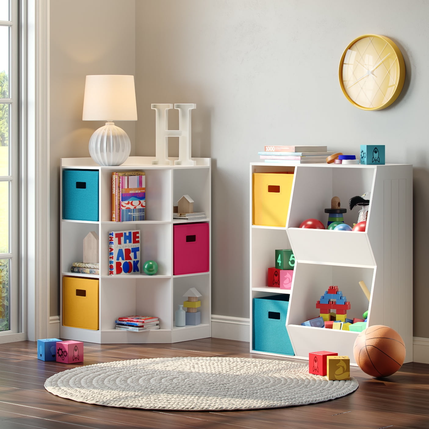 RiverRidge Kids 2 Piece Fabric Collapsible Storage Cube Organizers with Handles for Playroom Organization - Turquoise