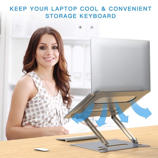 unbranded Soporte Para Laptop De Aleación De Aluminio Plegable Y Ajustable En Color Plata