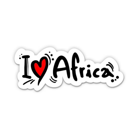 I Love Africa - 3" Vinyl Sticker - For Car Laptop I-Pad Phone Helmet Hard Hat - Waterproof Decal
