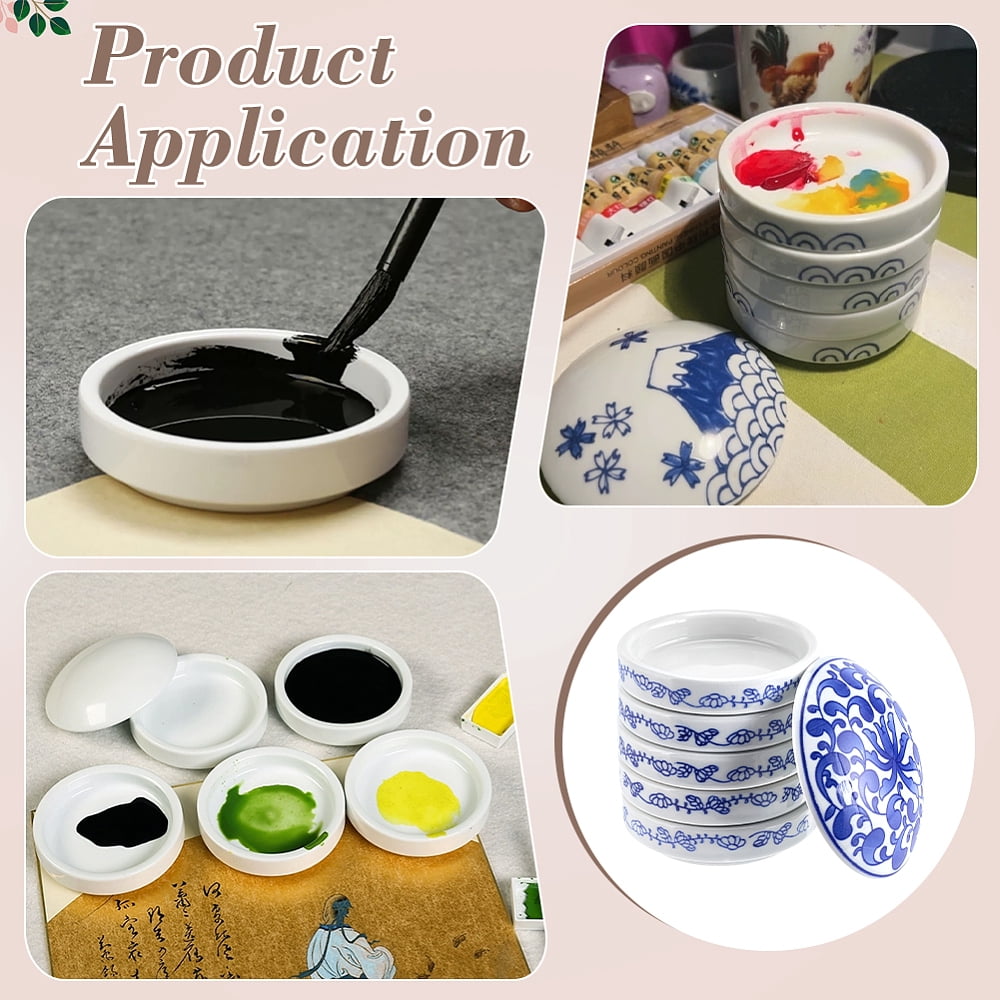 Stackable Paint Trays 5 Layers Ceramic Paint Palette Watercolor Pigment Tray Porcelain Watercolor Palettes Sauce Dishes with Lid