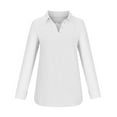 thumbnail image 4 of vigerkar 2025 Summer Solid Color Casual Women's Long Sleeve Polo Shirt - Breathable Comfort Stylish Top for Women White, L, 4 of 5
