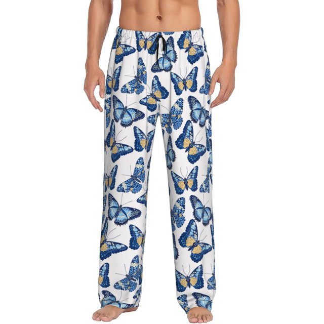 Fotbe Beautiful Butterflies Pantalones de Pijama para Hombre, Pantalones de Dormir, Pantalones de Casa con Cintura Ajustable y Bolsillos-XX-Large