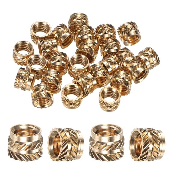 Uxcell 25-Pack Threaded Inserts - M6 x 6mm Brass Heat Set Insert Nuts 8mm OD