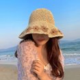 thumbnail image 4 of 56-58 cm circunferencia de la cabeza verano sombrero de paja de ala grande tejido sombrero de playa al aire libre protector solar sombrero de sol anti ultravioleta, 4 of 6