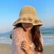thumbnail image 4 of Sombrero de paja de ala grande de verano con circunferencia de la cabeza de 56-58 cm, sombrero de playa tejido para exteriores, sombrero para el sol con protección solar y anti-ultravioleta, 4 of 6