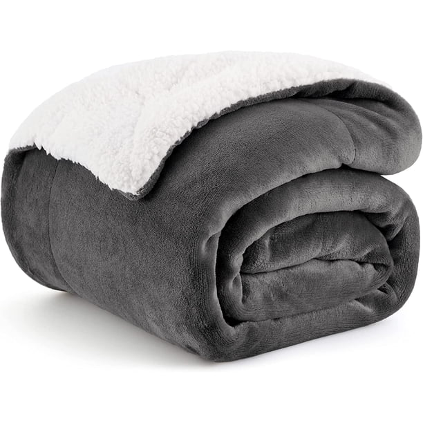 Bedsure Sherpa Fleece Throw Blanket Charcoal Thick and Warm, Soft and
