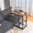 C Shaped End Table for Couch Over Bed Desk with Lockable Wheels Height ...