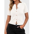 thumbnail image 3 of Suéter PRETTYGARDEN 2025 Mujer Crop Cardigan Blanco con Botones S, 3 of 6