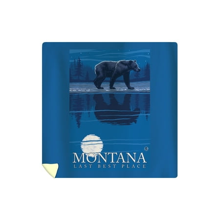 Montana, Last Best Place - Bear in Moonlight - Lantern Press Artwork (88x88 Queen Microfiber Duvet (Best Place To Sleep)