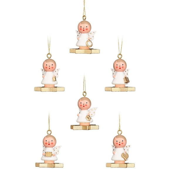 Alexander Taron Set of 6 Christian Ulbricht Angel on a Star Christmas Ornaments 1.25"