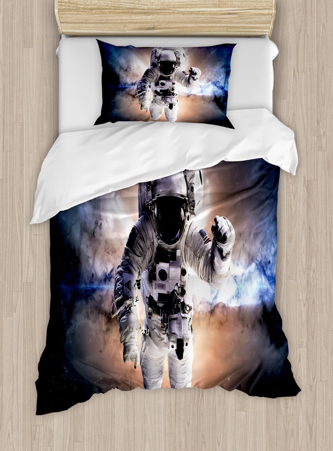 Astronaut Twin Size Duvet Cover Set, Floating Astronaut in ...