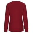 thumbnail image 5 of XFLWAM Women Deep V Neck Fake Two Piece Long Sleeve Knitted Sweater Solid Color Blouse Loose Pullover Tops Wine Red XL, 5 of 6