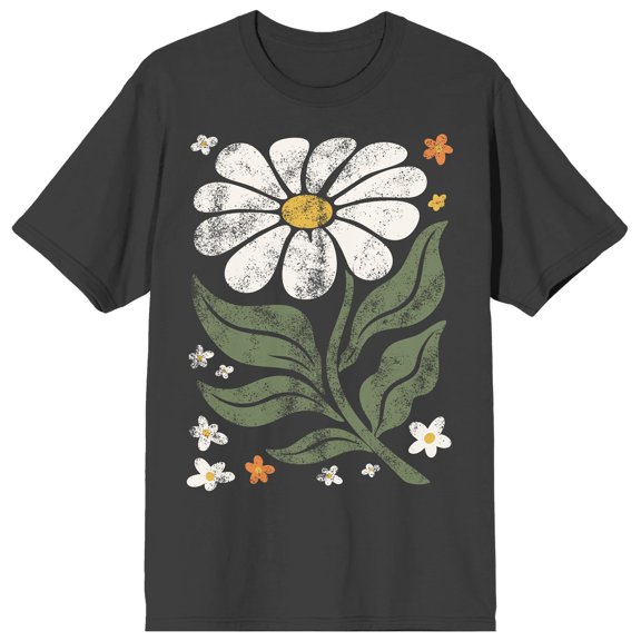 Bioworld Walnut & 39th Boho Floral Daisy Graphic Tee | 100% Cotton Short Sleeve Crew Neck T-Shirt | Unisex Adult-Small