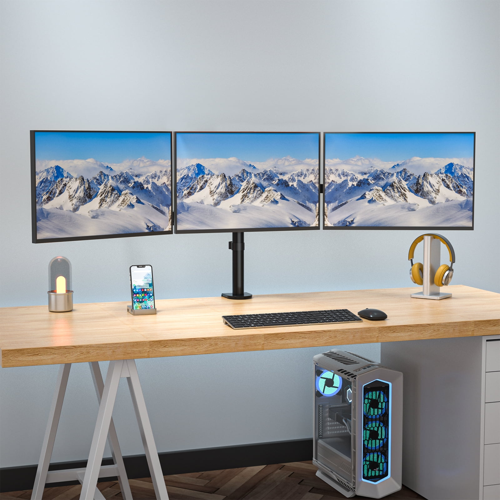 3 Monitor Desk Mount 3 Monitor Mount WALI Triple Monitor Stand, Fully ...