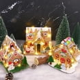 thumbnail image 5 of 4 Sets DIY Christmas Gingerbread House Kit with Lights Cardboard Christmas Craft Kit Gingerbread House Decor Make a Gingerbread House for Christmas Party Games DIY Home Decor (Fence Style) White, 5 of 5