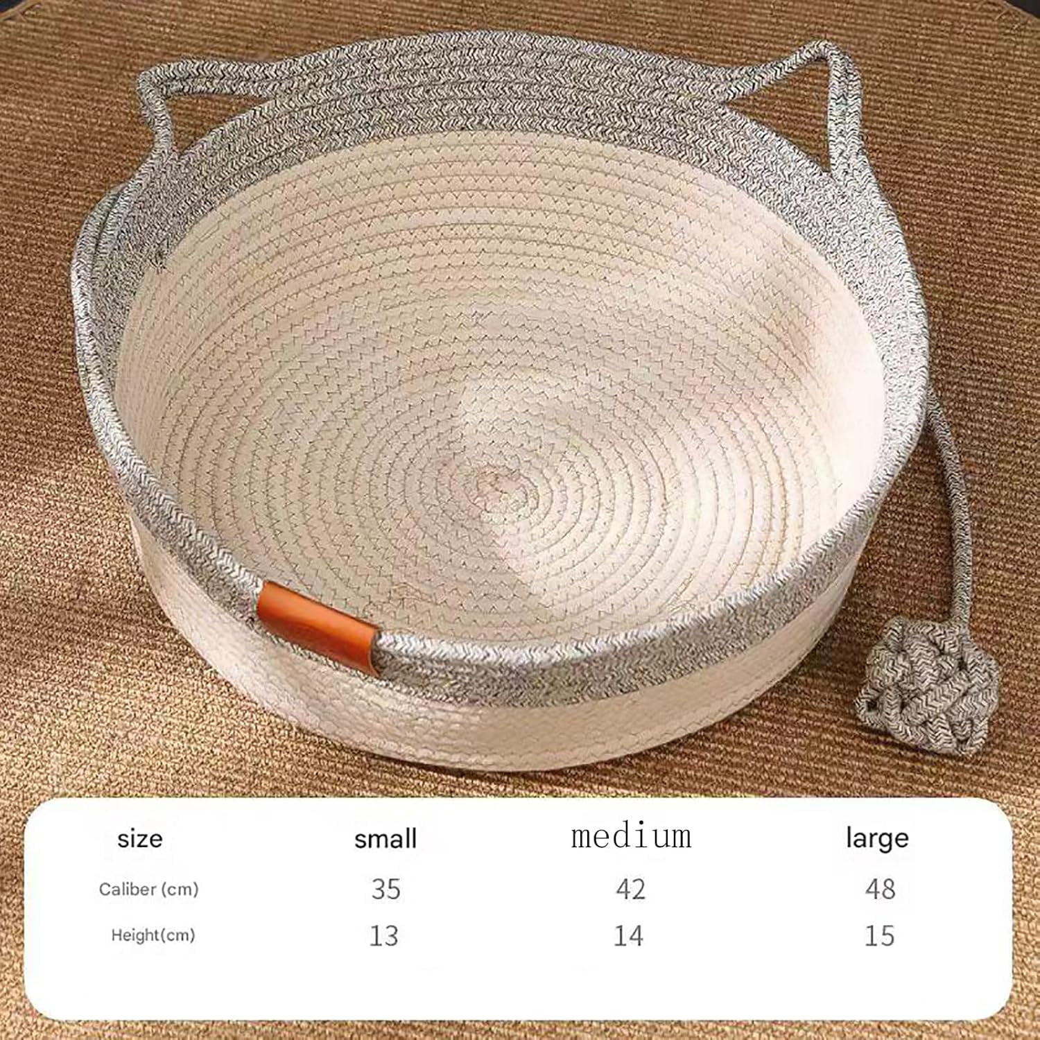 Cutypet Cat Basket,Handwoven Cotton Rope Woven Cat Bed Basket, Toy Tail For Small & Large Cat & Dogdouble Sided Mat For All Seasons