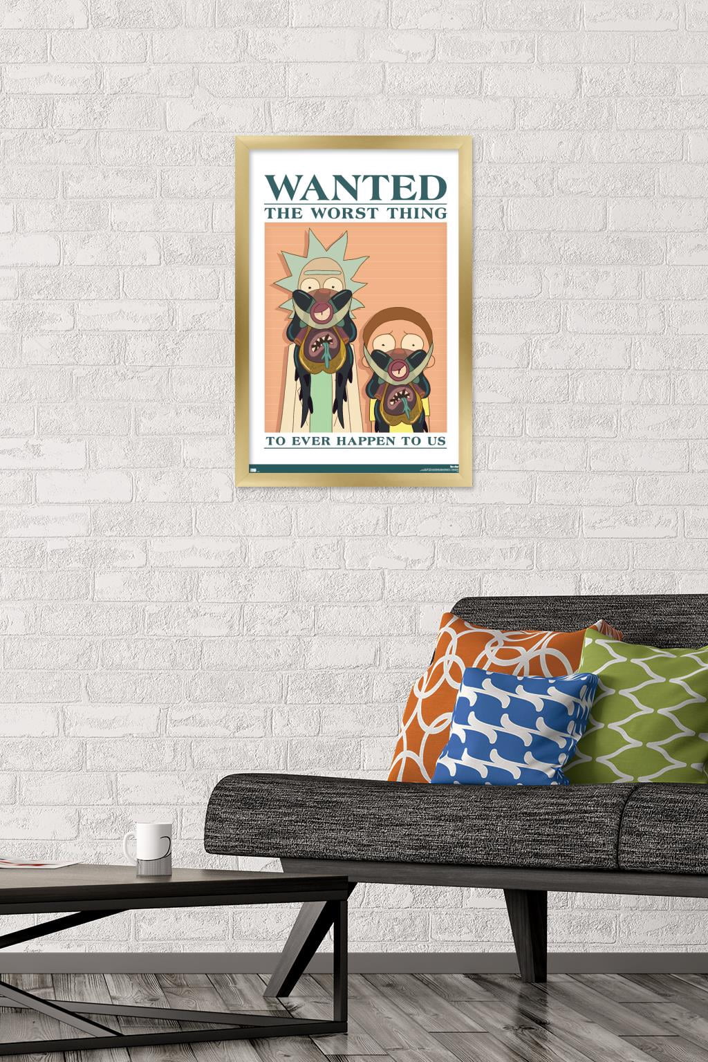 Rick And Morty - Wanted Wall Poster, 14.725" x 22.375", Framed
