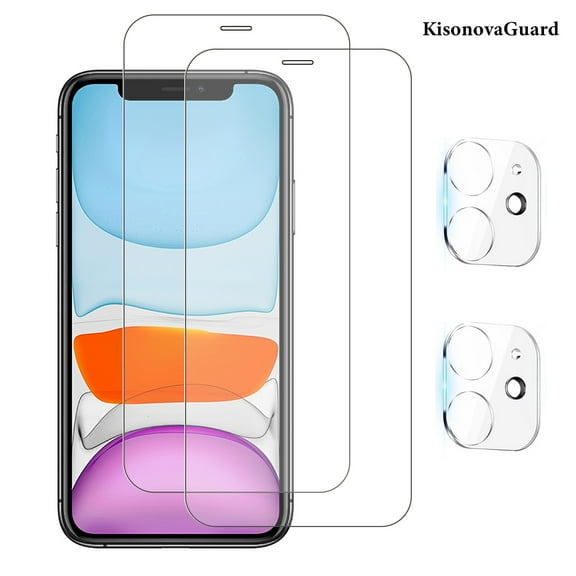 [2+2Pack]For iphone 11 Screen Protector with Camera Lens Protector,Sensor Protection,Dynamic Island Compatible,Case Friendly Tempered Glass Film[9H Hardness]designed for 11