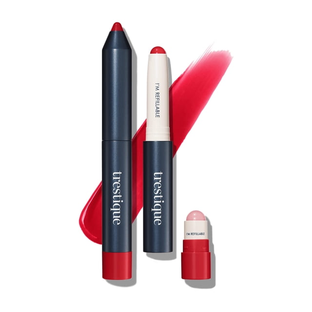 TRE'STIQUE trestique Prime And Shine Lip Crayon Lápiz labial brillante recargable con base de labios incorporada Maquillaje de belleza limpia Lápiz labial Lápiz labial para mujeres Lápiz labial brilla