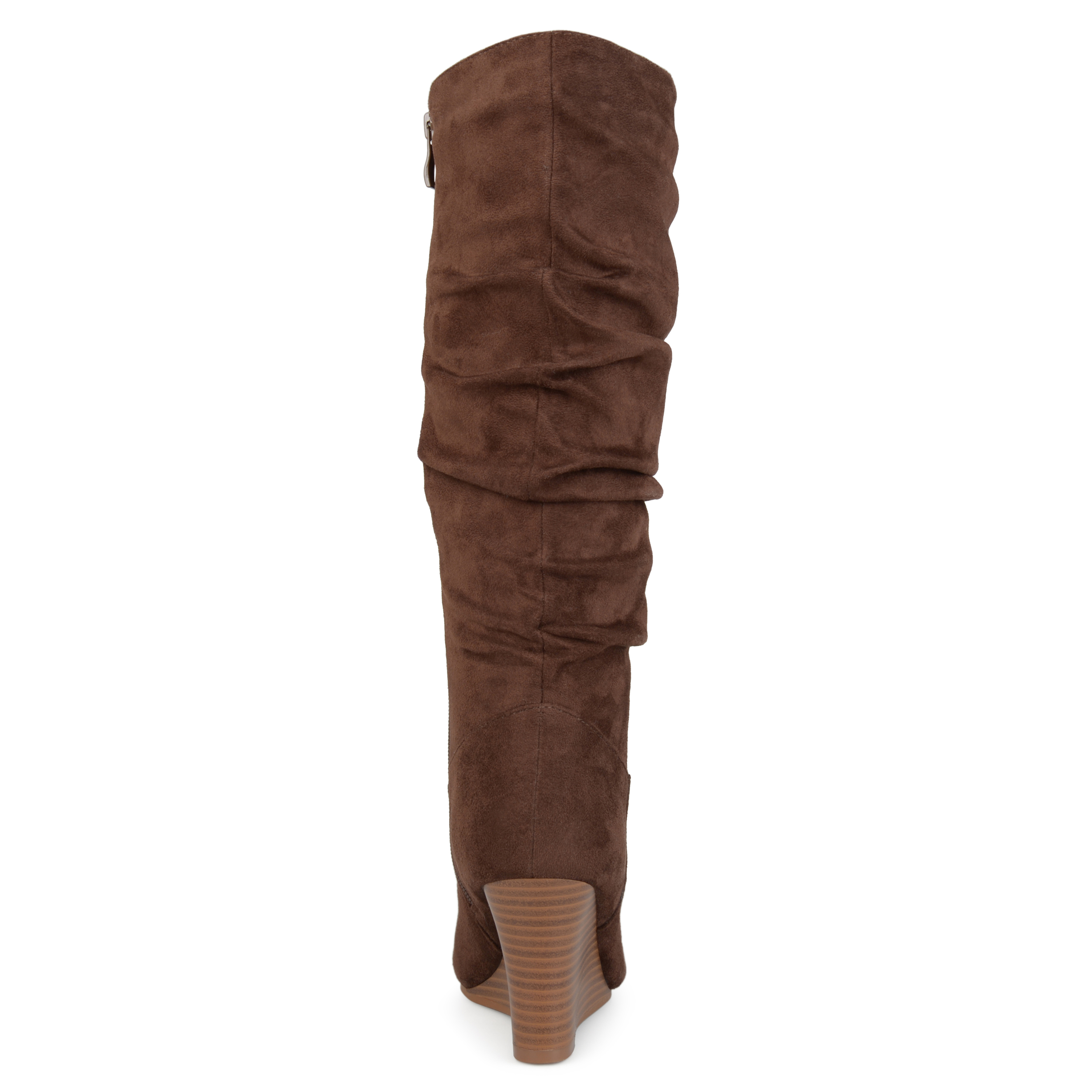 Womens Slouchy Faux Suede Mid-calf Wedge Boots