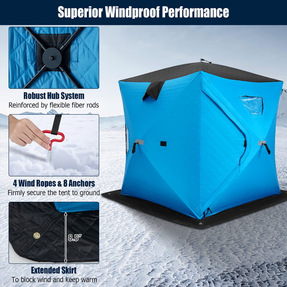 Aimee Lii Portable 2 Person Ice Shanty with Cotton Padded Walls, Oversize Privacy Tent, Easy Set Up Privacy Shelter, Blue Aimee Lii Portable 2 Person Ice Shanty with Cotton Padded Walls, Oversize Privacy Tent, Easy Set Up Privacy Shelter, Blue