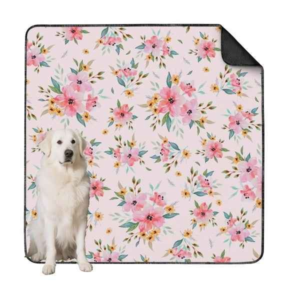 Extra Large 72x72 Inch Washable Urine Pads, Reusable Dog Training Mat with Flower Pattern, Highly Absorbent for Floors, Pens, and Pet Bed Areas