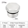 thumbnail image 3 of Uxcell G3/8 Male Thread Aluminum Hex Head Pipe Plug Cap Fitting Connector, Silver, 2 Pack, 3 of 5