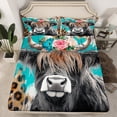 thumbnail image 2 of Castle Fairy Farm Highland Cow 4pcs Bed Sheets for Boys Girls,Abstract Leopard Cheetah Print King Sheets,Rustic Farmhouse Animal Super Cozy Sheet Set,Microfiber Bedroom Decor, 2 of 7