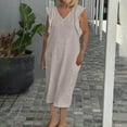thumbnail image 2 of Yuzhih Dresses for Women Casual Summer V Neck Cap Sleeve Tank Dresses Sundress Loose Midi Beach Dresses, 2 of 6