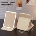 thumbnail image 3 of Foldable Makeup Mirror with LED Lights, Stepless Dimming Portable Mirror for Makeup with Brightness and Color Temperature Adjustable, Triangle Support for Stability, 3 of 7