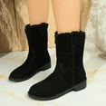thumbnail image 2 of Dakaela Women's Mid Calf Boots Retro Suede Western Riding Ankle Booties Low Heel Ladies Dress Work Winter Shoes Black 8.5, 2 of 9