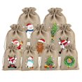 thumbnail image 3 of Bolsas de regalo de Navidad con Material de yute para Papá Noel, bolsitas de tela de 10cm x 14cm, 50 unidades por lote, novedad de 2023, 3 of 4