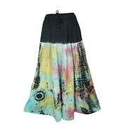 Mogul Womens Long Tie Dye Style Rayon Colorful Skirt