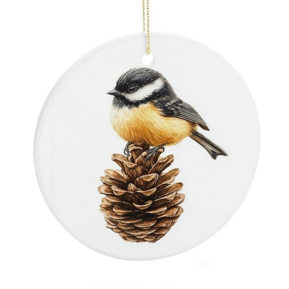 Christmas Ornaments Watercolor Chickadee Pine Cone Personalized Christmas Ornament Watercolor Bird Ornament Ornament for Christmas Tree Decor