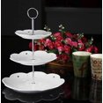 thumbnail image 4 of KAIYANG Soporte para bandeja de 3 niveles para cupcakes con asa redonda y accesorios para platos de frutas (plateado), 4 of 5