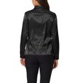 thumbnail image 3 of INSPIRE CHIC Women's Satin Blouse Long Sleeve Work Office Button Down Shirt Top XL Black, 3 of 6
