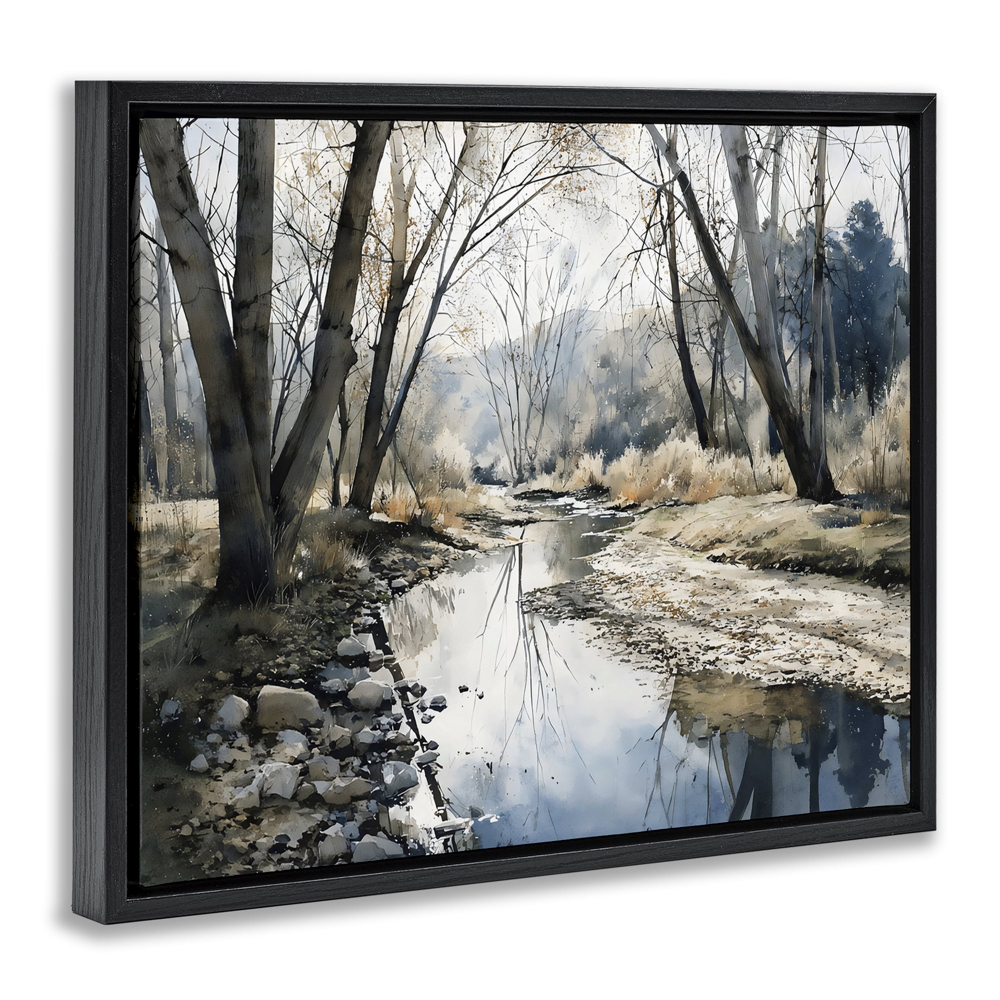 Stupell Industries Serene Reflections at Autumn Creek Black Framed Floater Canvas Wall Art, design by Franklyn Gregory