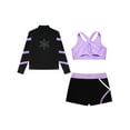 thumbnail image 5 of JanJean Kids Girls Figure Skating Tracksuit Outfit Long Sleeve Shiny Jacket Sleeveless Tank Top with Lavender 10, 5 of 9