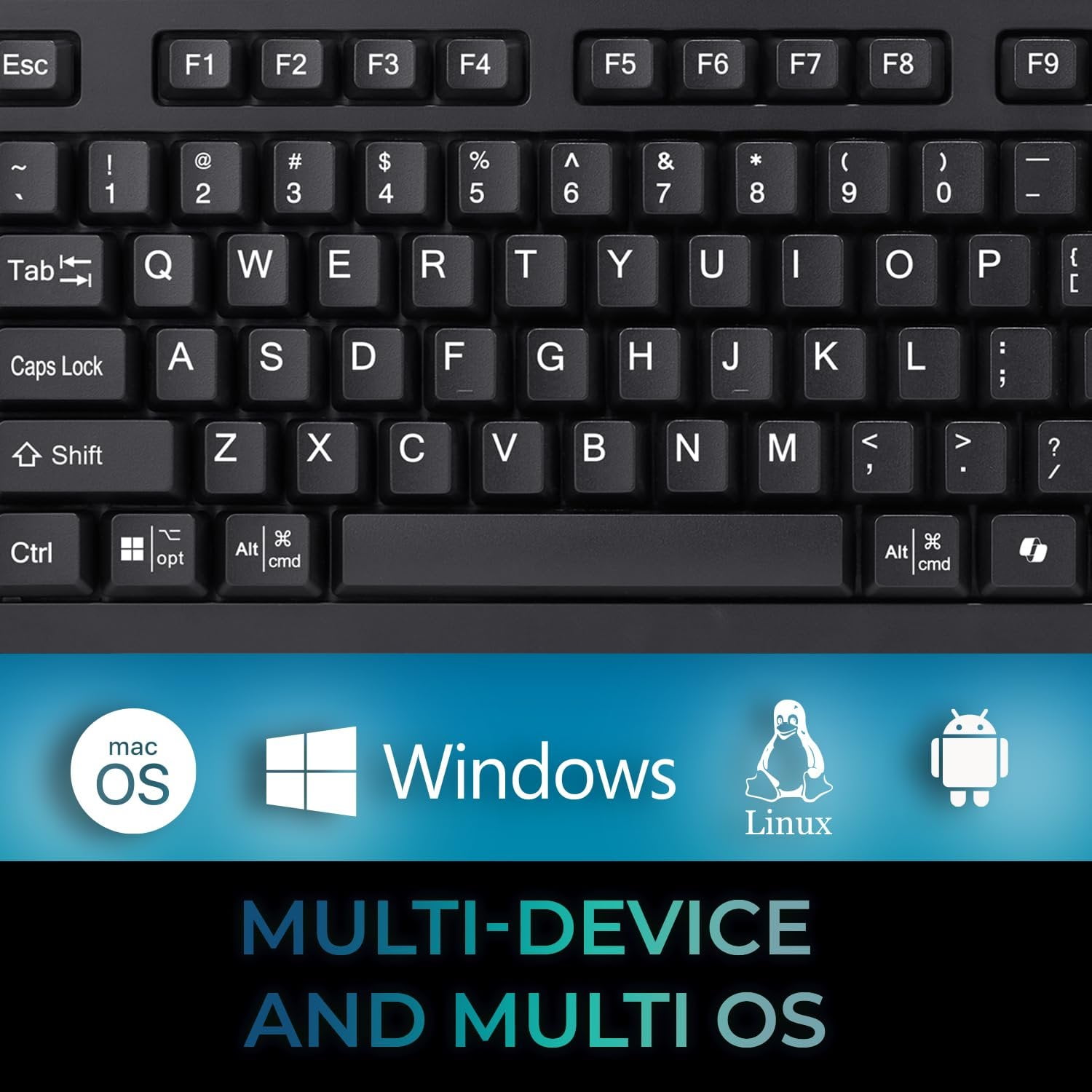 Adesso AKB-445UB Wired Touchpad Keyboard with Multi-OS Compatibility Built-in Touchpad; Multimedia and Internet Hotkeys; 104-Key US Layout; Copilot AI Hotkey for Windows/Mac/Android OS