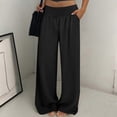 thumbnail image 6 of Lenpel Women's Cotton Linen Pants Pleated Wide Leg Pants Full Length Palazzo Pants Baggy Casual Trousers with Pockets, 6 of 7