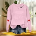 thumbnail image 3 of Valentines Women's Sweatshirts Casual Round Neck Pullover Valentine’s Day Shirts Loose Fitting Solid Color Long Sleeve Blouses Fall Outfits, 3 of 6
