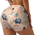 thumbnail image 2 of Fotbe Cute Ink Drawn Elephants Seamless Shorts, Womens Workout Shorts High Waist Stretch Booty Short for Gym/Yoga/Running/Biking-Small, 2 of 9