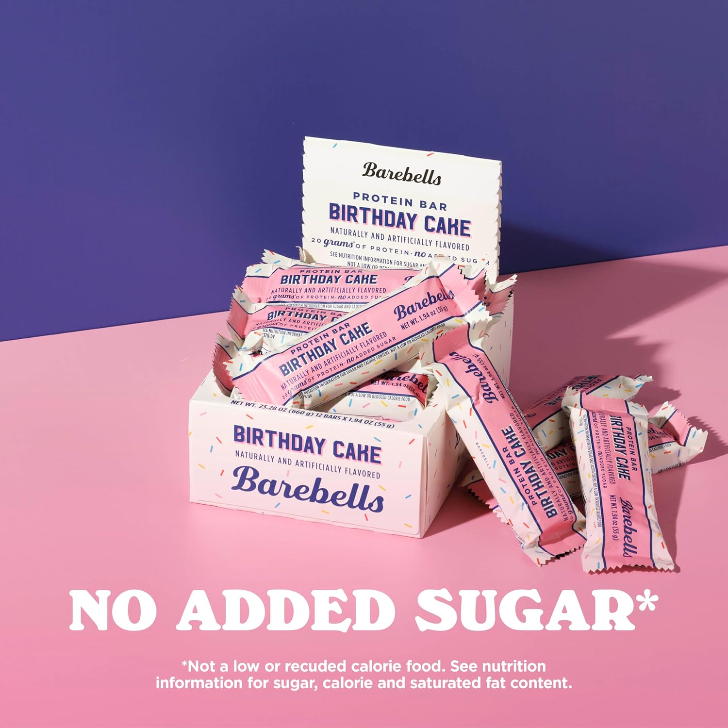 Barebells Protein Bar, Birthday Cake Flavor, 20g Protein, No Added Sugar, 1.94 oz Bars, 12 Pack
