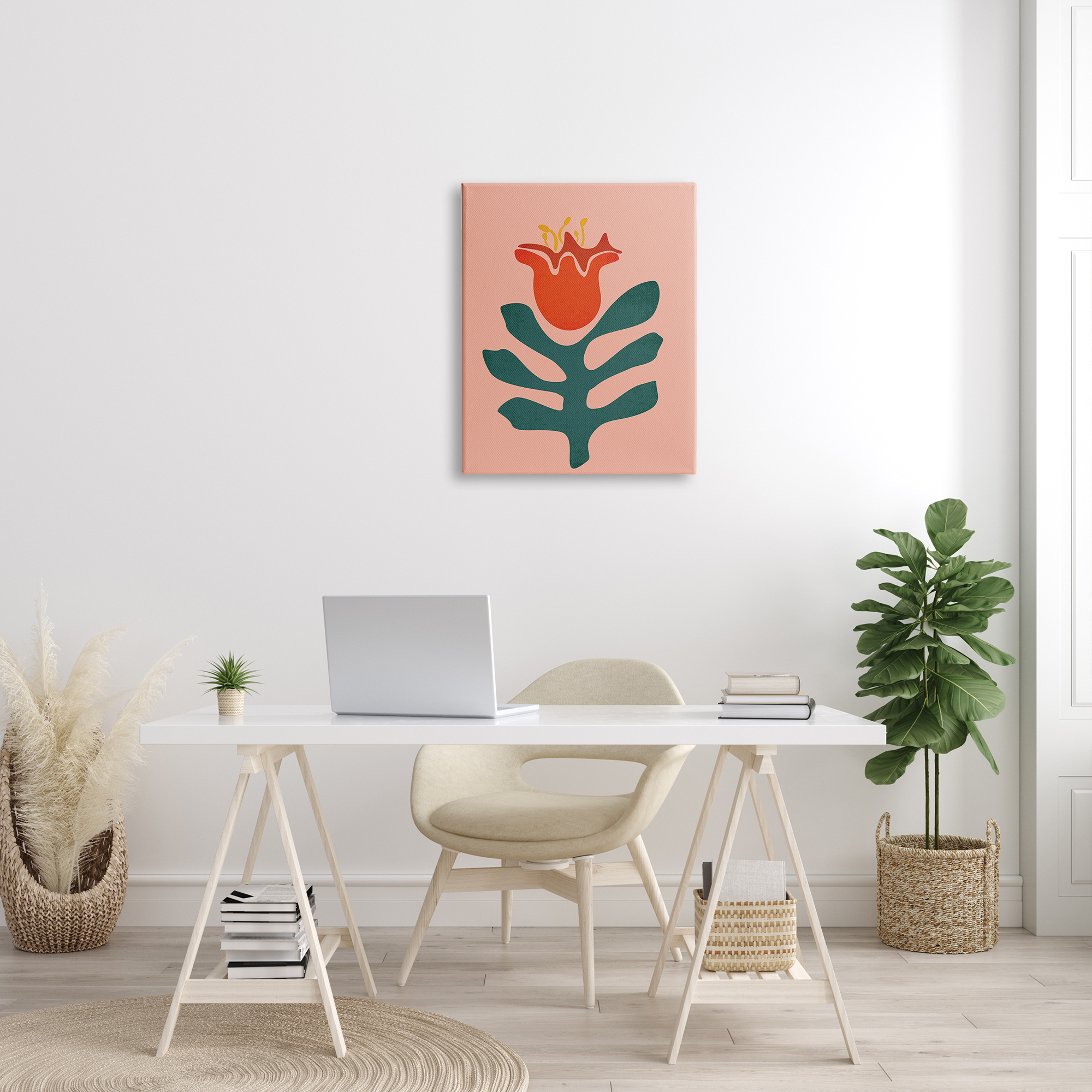 Stupell Industries Modern Tulip Flower Bud Abstract Cutout Shapes Graphic Art Gallery Wrapped Canvas Print Wall Art, Design by JJ Design House LLC