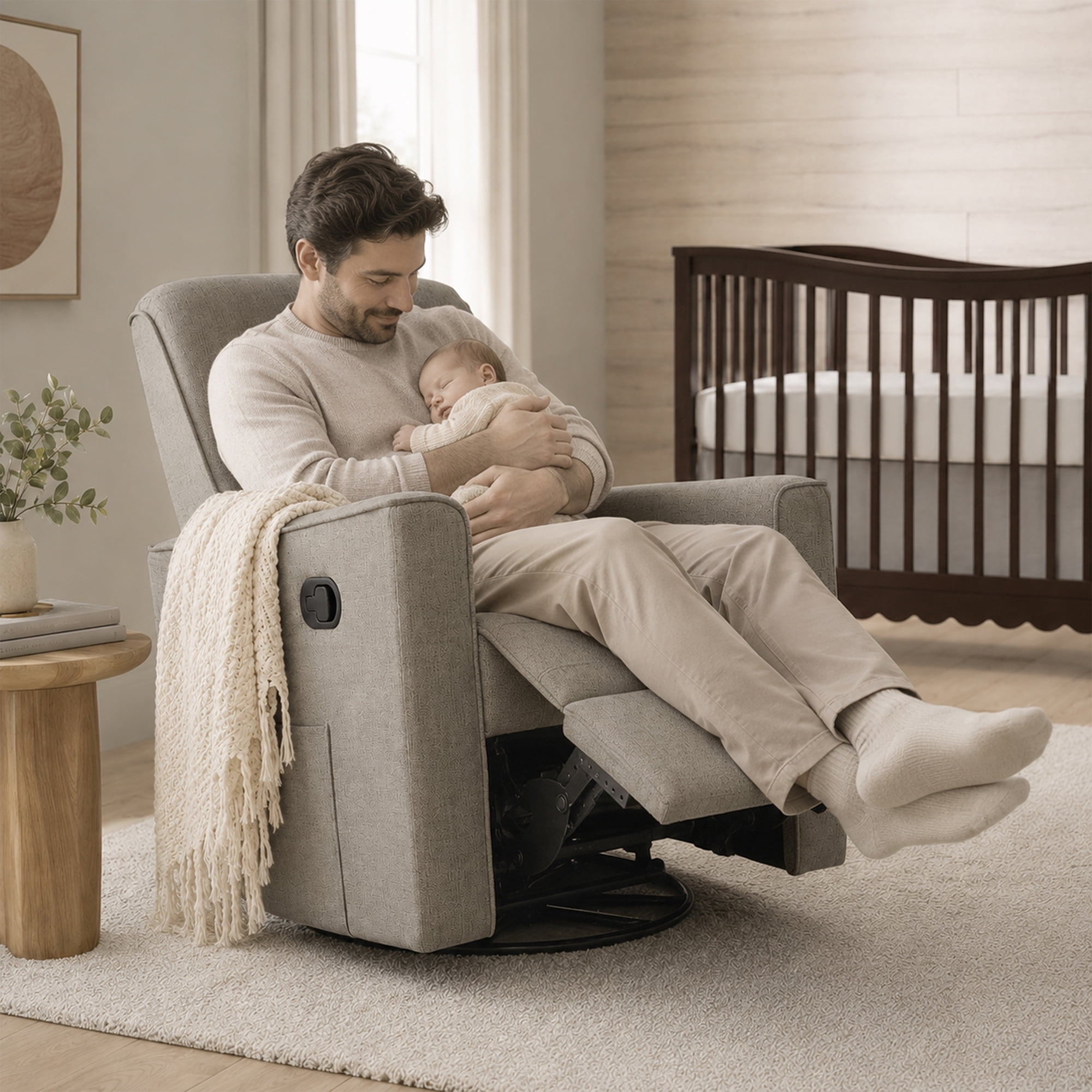 Evolur Raleigh Basic Glider |Recliner| Rocker, Light Truffle