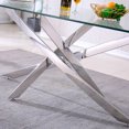 thumbnail image 5 of 78" Rectangular Glass Dining Table for 6 People, Modern Tempered Glass Kitchen Table with X-Shaped Stainless Steel Legs, Dining Table for Dining Room, Living Room, Office, 5 of 7