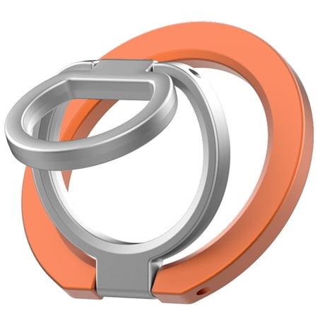 Dteck for Mag Safe Phone Grip, 360° Rotation Magnetic Ring Holder Aluminum Alloy Cell Phone Kickstand Compatible with iPhone 17 16 15 14 13 12 Pro Max MagSafe Accessories Android,Orange