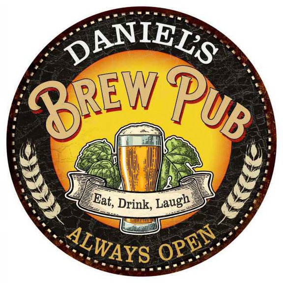 DANIEL'S Beer Pub Man Cave Metal Sign Home Decor 14 inch Round 100140025260