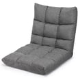 thumbnail image 1 of Gymax Chaise de Sol Réglable à 14 Positions, Chaise Longue de Jeu Paresseuse Pliable, Gris, 1 of 10